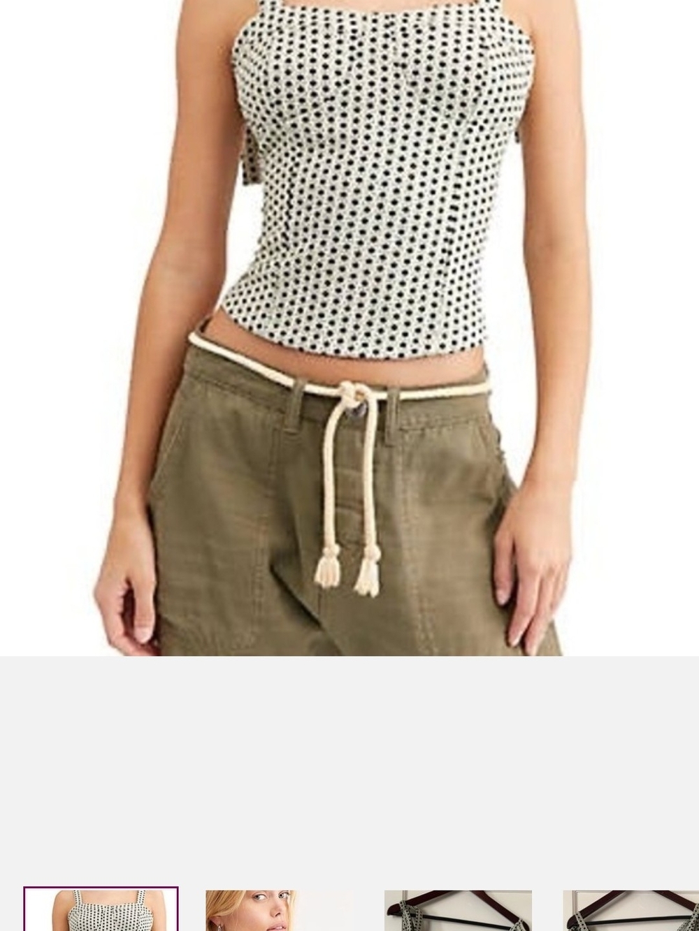 Free People White Polka Dot Strapless Tank Top